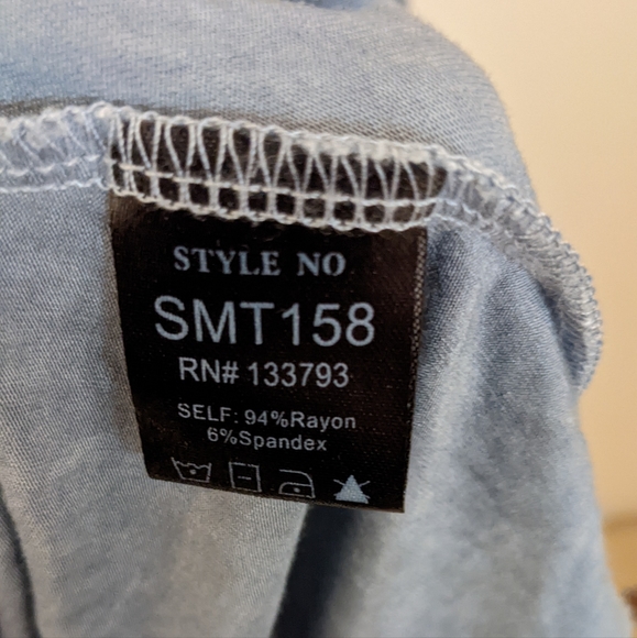 POL Size Medium Stretch Boho Distressed Long Tunic Blue Gray - Picture 7 of 9